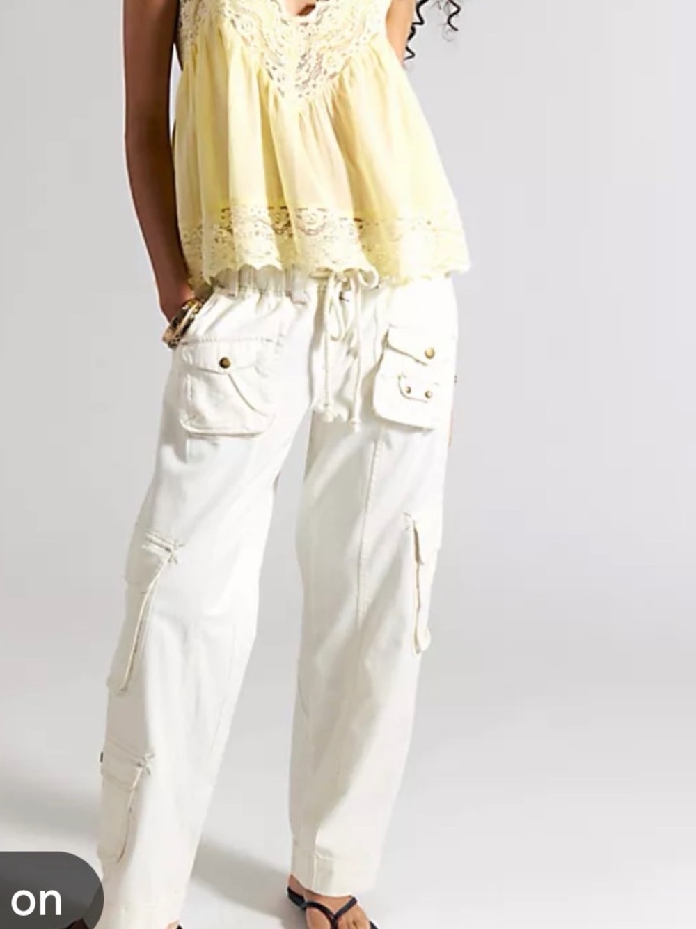 Free People Ivory Cargo Drawstring Joggers. New without tag